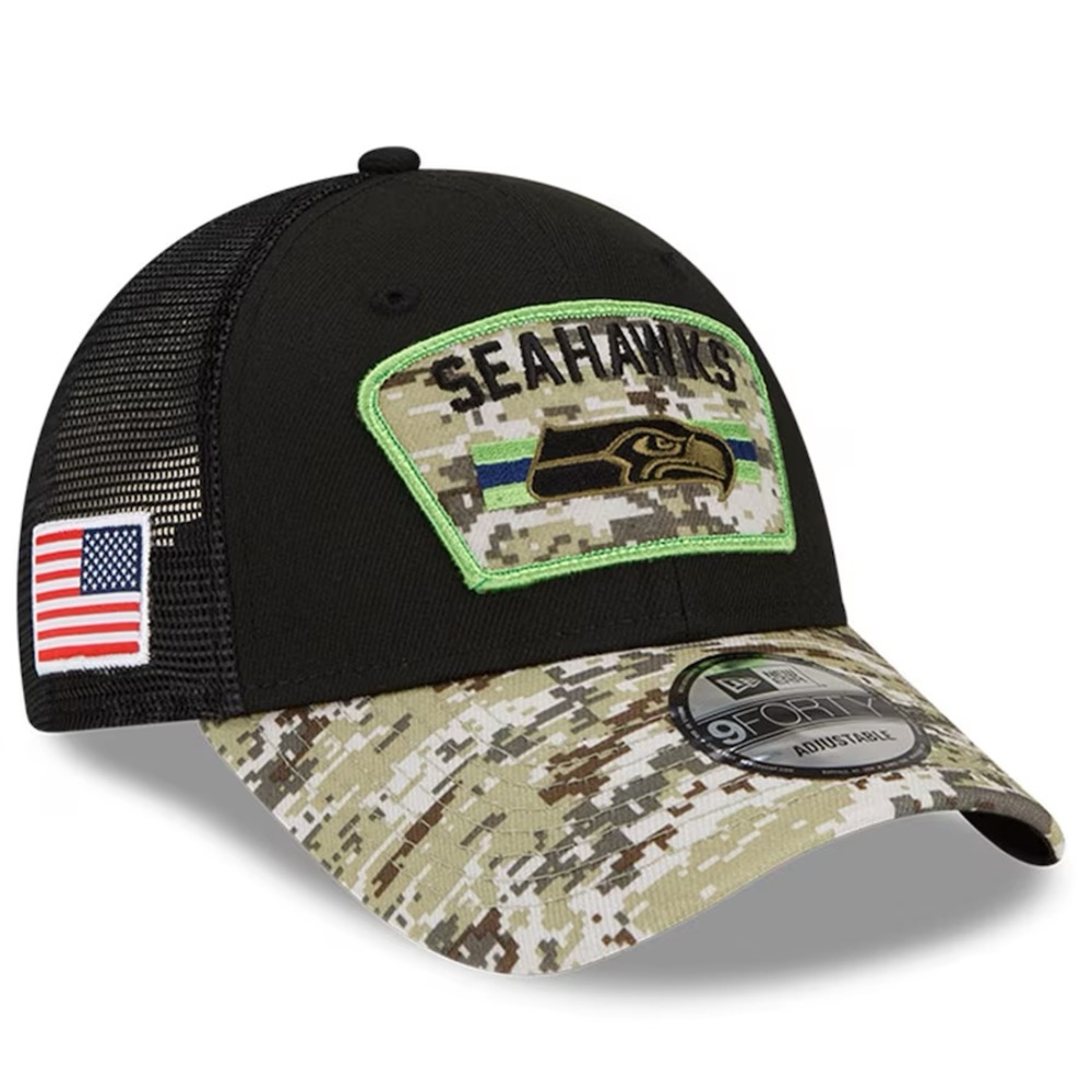 New Era Seattle Seahawks 2021 Salute To Service Trucker 9FORTY Adjustable Hat